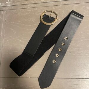 Elegant Black Belt with Gold Buckle